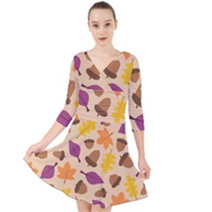 Seamless Verson Of Fal Pattern Quarter Sleeve Front Wrap Dress