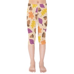 Seamless Verson Of Fal Pattern Kids  Capri Leggings 