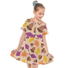 Seamless Verson Of Fal Pattern Kids  Short Sleeve Shirt Dress