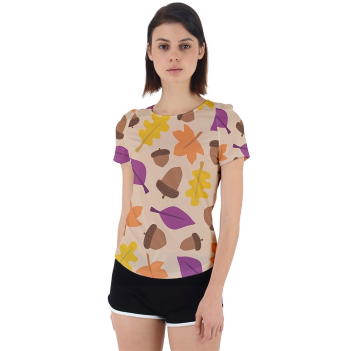 Seamless Verson Of Fal Pattern Back Cut Out Sport Tee