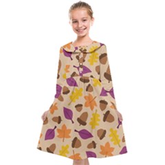 Seamless Verson Of Fal Pattern Kids  Midi Sailor Dress