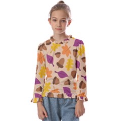 Seamless Verson Of Fal Pattern Kids  Frill Detail Tee