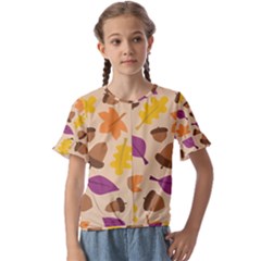 Seamless Verson Of Fal Pattern Kids  Cuff Sleeve Scrunch Bottom Tee