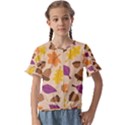 Seamless Verson Of Fal Pattern Kids  Cuff Sleeve Scrunch Bottom Tee View1