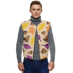 Seamless Verson Of Fal Pattern Men s Short Button Up Puffer Vest	