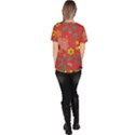 Aiflowers-pattern Women s V-Neck Scrub Top View4