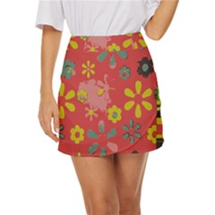 Aiflowers-pattern Mini Front Wrap Skirt