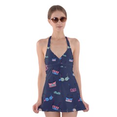 Bra Set Pattern Halter Dress Swimsuit 