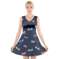 Bra Set Pattern V-neck Sleeveless Dress