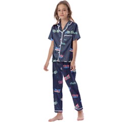 Bra Set Pattern Kids  Satin Short Sleeve Pajamas Set