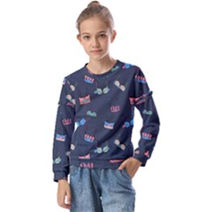 Bra Set Pattern Kids  Long Sleeve Tee With Frill 