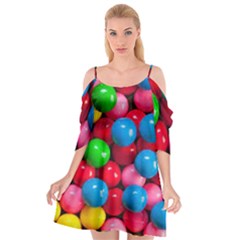 Bubble Gum Cutout Spaghetti Strap Chiffon Dress by artworkshop