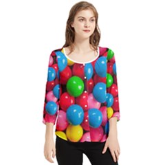 Bubble Gum Chiffon Quarter Sleeve Blouse by artworkshop