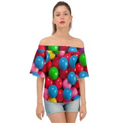 Bubble Gum Off Shoulder Short Sleeve Top by artworkshop