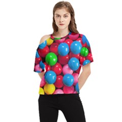 Bubble Gum One Shoulder Cut Out Tee