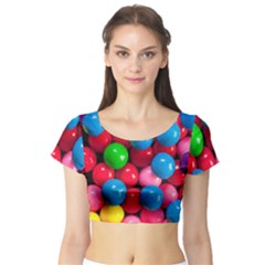 Bubble Gum Short Sleeve Crop Top by artworkshop