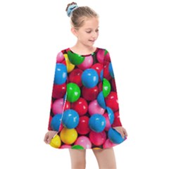 Bubble Gum Kids  Long Sleeve Dress by artworkshop