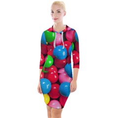 Bubble Gum Quarter Sleeve Hood Bodycon Dress by artworkshop