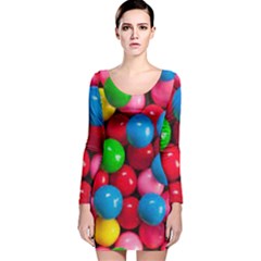 Bubble Gum Long Sleeve Velvet Bodycon Dress by artworkshop