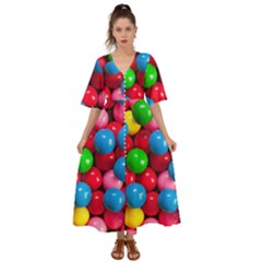 Bubble Gum Kimono Sleeve Boho Dress