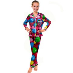 Bubble Gum Kid s Satin Long Sleeve Pajamas Set by artworkshop