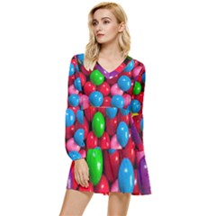 Bubble Gum Tiered Long Sleeve Mini Dress