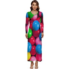 Bubble Gum Long Sleeve Velour Longline Maxi Dress