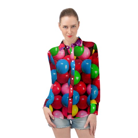 Bubble Gum Long Sleeve Chiffon Shirt by artworkshop