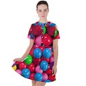 Bubble Gum Short Sleeve Shoulder Cut Out Dress  View1