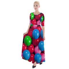 Bubble Gum Half Sleeves Maxi Dress by artworkshop