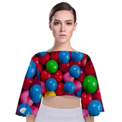 Bubble Gum Tie Back Butterfly Sleeve Chiffon Top by artworkshop