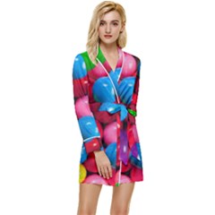 Bubble Gum Long Sleeve Satin Robe