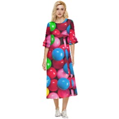 Bubble Gum Double Cuff Midi Dress