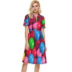 Bubble Gum Button Top Knee Length Dress