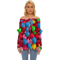 Bubble Gum Off Shoulder Chiffon Pocket Shirt by artworkshop