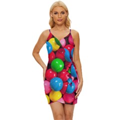 Bubble Gum Wrap Tie Front Dress