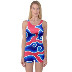 Batik Megamendung One Piece Boyleg Swimsuit by artworkshop