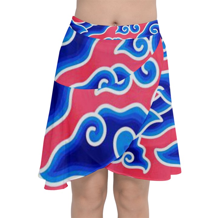 Batik Megamendung Chiffon Wrap Front Skirt