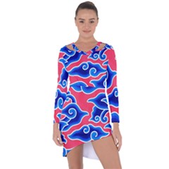 Batik Megamendung Asymmetric Cut-out Shift Dress by artworkshop