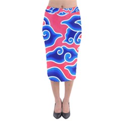 Batik Megamendung Velvet Midi Pencil Skirt by artworkshop