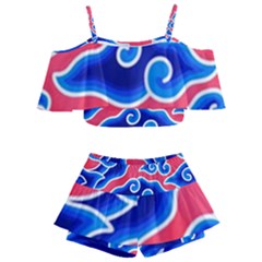 Batik Megamendung Kids  Off Shoulder Skirt Bikini by artworkshop