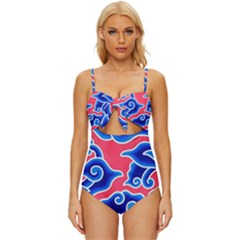 Batik Megamendung Knot Front One-piece Swimsuit