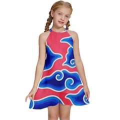 Batik Megamendung Kids  Halter Collar Waist Tie Chiffon Dress