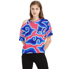 Batik Megamendung One Shoulder Cut Out Tee