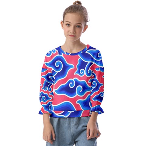 Batik Megamendung Kids  Cuff Sleeve Top by artworkshop