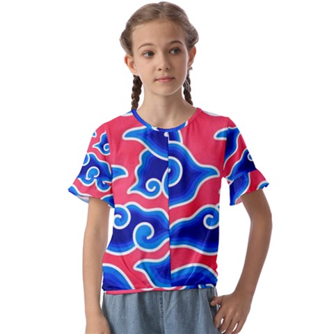 Batik Megamendung Kids  Cuff Sleeve Scrunch Bottom Tee by artworkshop