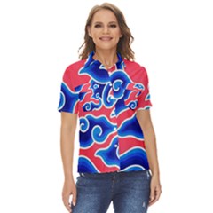 Batik Megamendung Women s Short Sleeve Double Pocket Shirt