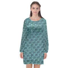 Bubble Wrap Long Sleeve Chiffon Shift Dress 