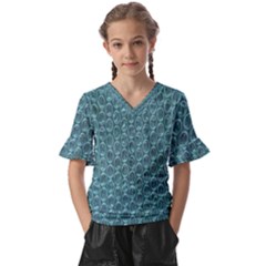 Bubble Wrap Kids  V-Neck Horn Sleeve Blouse