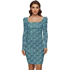 Bubble Wrap Women Long Sleeve Ruched Stretch Jersey Dress by artworkshop